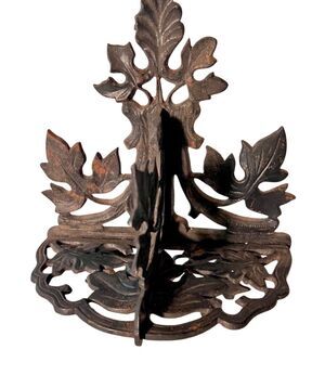 Antique 1866 Civil War Era Cast Iron Wall Shelf Grapevine & Floral Motif